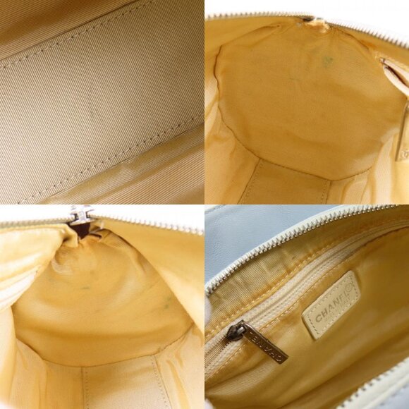 Authentic CHANEL CC Chocolate Bar Quilted Leather Bowler Shoulder Bag Purse Blue - Picture 13 of 15